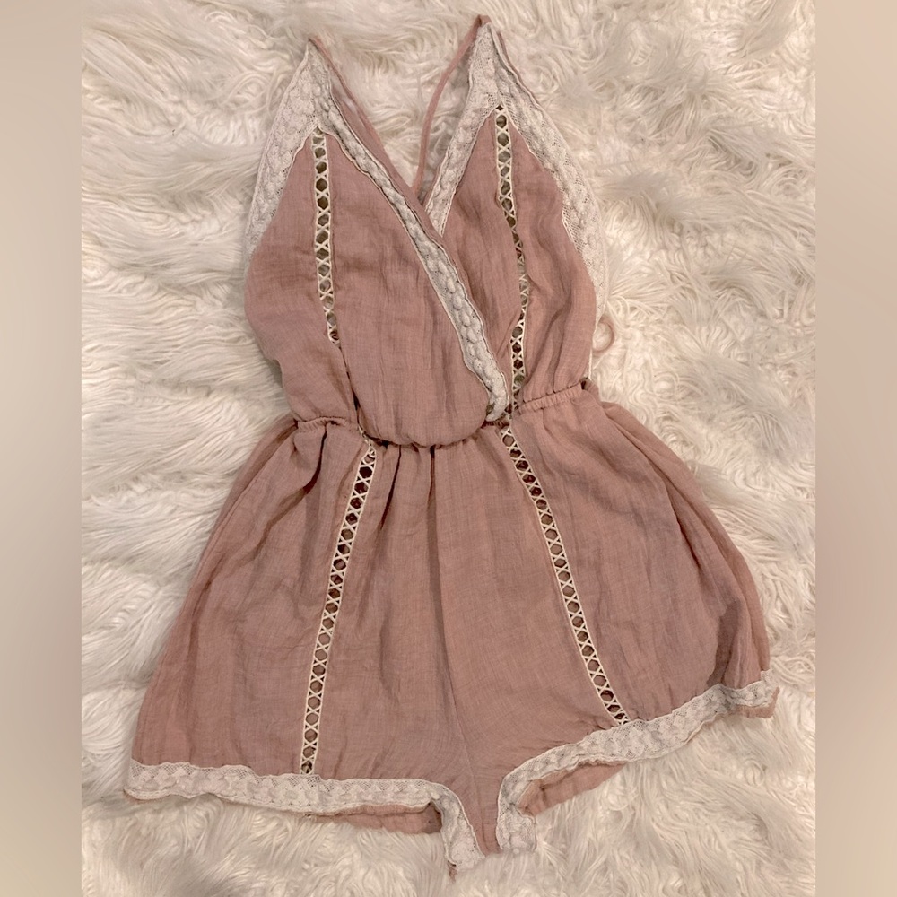 Women’s Romper With Criss Cross Tie In Back